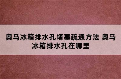 奥马冰箱排水孔堵塞疏通方法 奥马冰箱排水孔在哪里